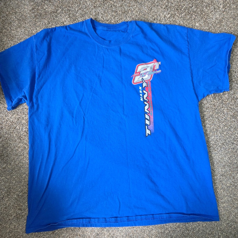 Mark Tunny The Marksman Racing T-Shirt Blue Indianapolis Indiana Dirt Track XL